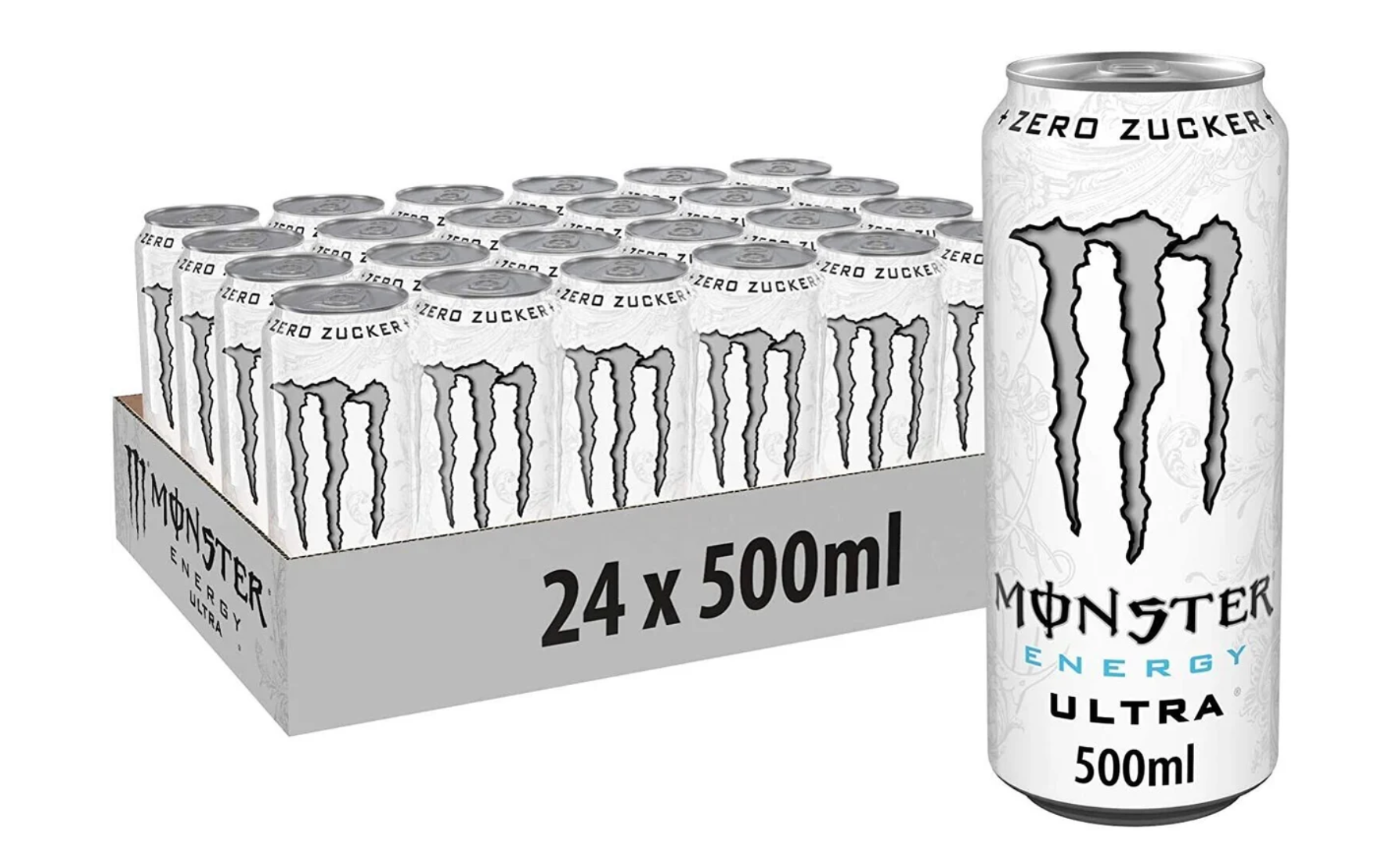 Monster Energy Ultra White 24-Pack Sugar-Free, 500ml Cans