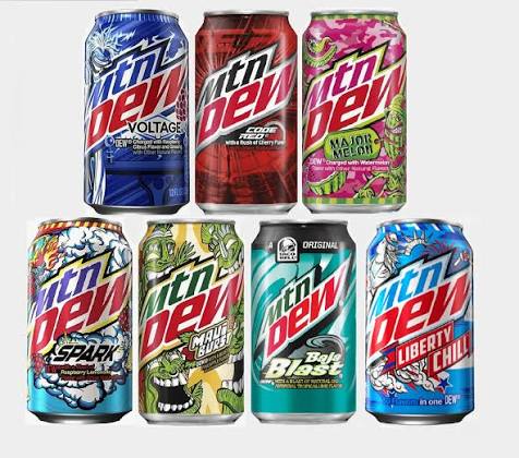Mountain Dew USA Assorted Flavours 330ml x 24 Cans – American Soda | Free Delivery