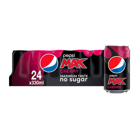 Pepsi Max Cherry 330ml x 24 Cans – Zero Sugar Cherry Cola | Free Delivery