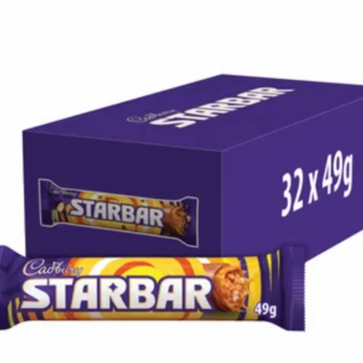 Cadbury Starbar Chocolate - Pack of 32 Bars, 49g Each